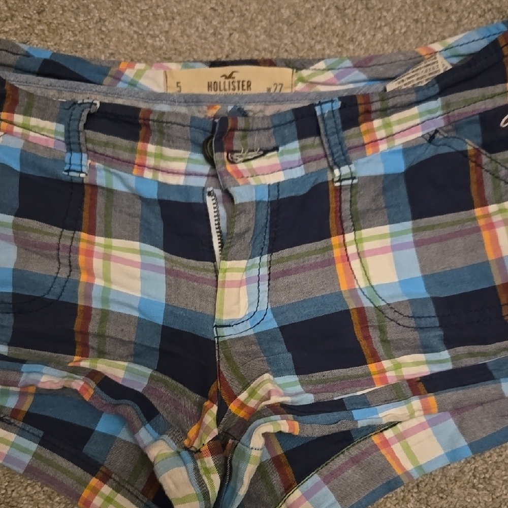 Hollister Blue and Green Jean Shorts Casual Style
